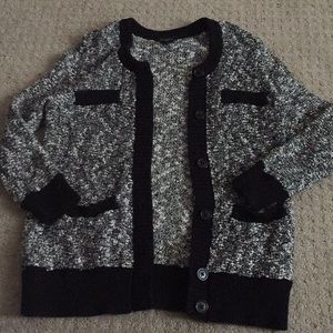 Ann Taylor Black and White Marled Cardigan